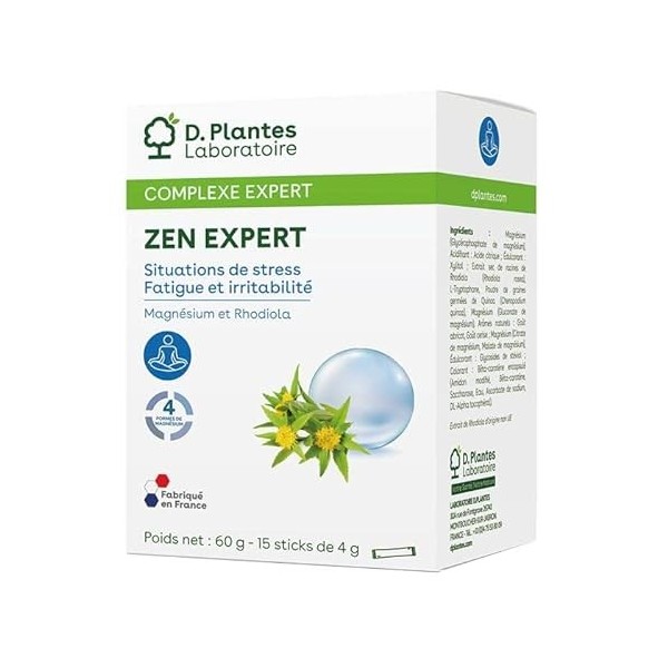 D.PLANTES - Zen Expert - Complément Alimentaire - Magnésium & Rhodiola - Fatigue & Irritabilité - Situation de Stress - Fabri