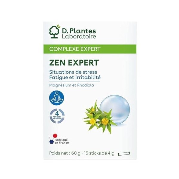 D.PLANTES - Zen Expert - Complément Alimentaire - Magnésium & Rhodiola - Fatigue & Irritabilité - Situation de Stress - Fabri