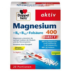 Doppelherz Magnesium 400 DIRECT Complément alimentaire avec magnésium pour favoriser le bon fonctionnement musculaire, avec d