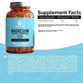 DHARMA Magnésium Triple Complexx, 300 mg de citrate de magnésium, de glycinate de magnésium et de malate de magnésium pour la