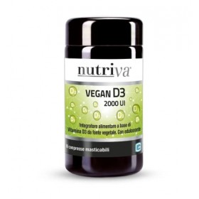 Nutriva Vegan D3 2000 IU - Complément alimentaire avec Vitamine D3 dorigine végétale, compatible avec un régime végétalien 