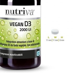 Nutriva Vegan D3 2000 IU - Complément alimentaire avec Vitamine D3 dorigine végétale, compatible avec un régime végétalien 