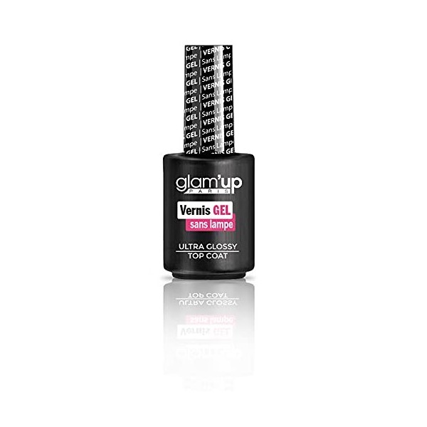 GlamUp Paris - Vernis à Ongles Gel sans Lampe - Top Coat - Effet 3D - Fini Ultra-Brillant - Lisse les Irrégularités - Facile