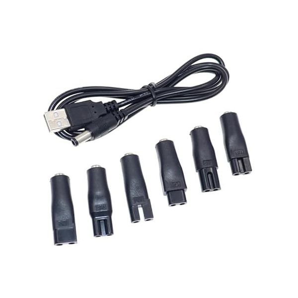 Câble universel pour tondeuse à cheveux - Connecteur DC - Adaptateur USB - Têtes de charge - Cordon dalimentation - Chargeur