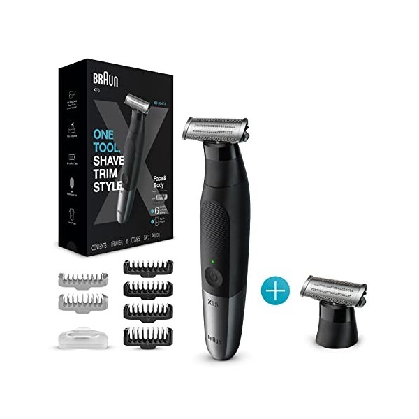 Braun Series XT5 Rasoir Électrique Rechargeable Et Tondeuse Hybride Homme, Lame De Recharge, Pour Visage Et Corps, Pochette D