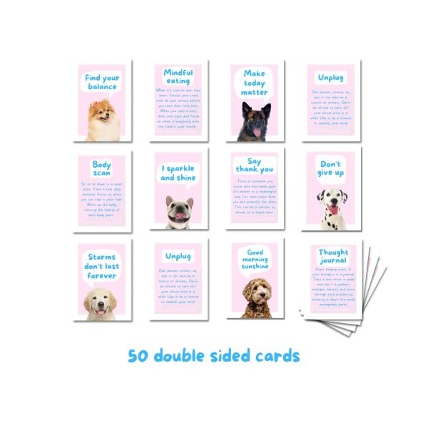 Catchyourdreams Dogs Against Anxiety Cards – 50 cartes pour lestime de soi et le stress, Affirmations pour lanxiété émotion