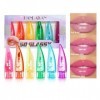 6 Pcs Lip Gloss Set, Lip Glow Oil, Huile de soin des lèvres Brillant à lèvres repulpant, hydratant pour les lèvres rouge à lè