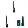 3ina MAKEUP - The Automatic Lip Pencil 900 + The 24h Pen Eyeliner 900 + The Lipstick 734 - Noir - Vert Mat - Crayon Lèvres Au