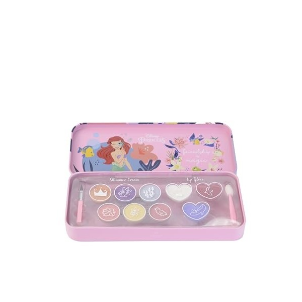 Lip Smacker Disney Princess Adventure Color Tin, Lips and Face Makeup Giftset with Lip Glosses and Shimmer Creams for your Ki