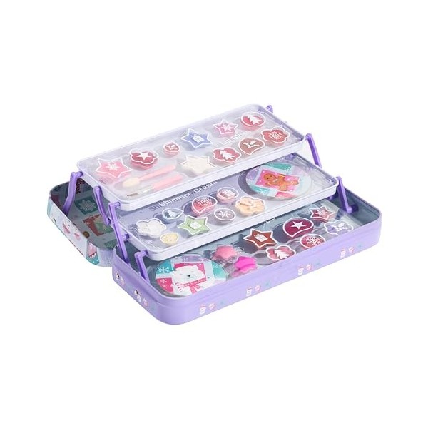 Lip Smacker 3-Tier Lip & Face Tin Gift Set, Set of Lip Glosses, Eyeshadows in Different Flavours and Shades for Kids, Hair Cl