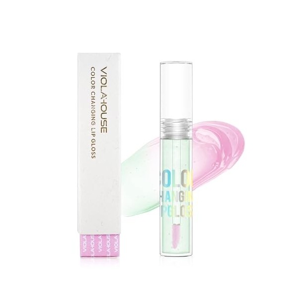 VIOLA HOUSE Rouge à lèvres changeant de couleur,Couleur, Scintillant et Hydratant Longue Durée,Brillant à Lèvres à Changement