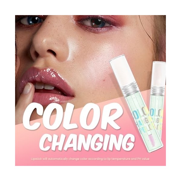 VIOLA HOUSE Rouge à lèvres changeant de couleur,Couleur, Scintillant et Hydratant Longue Durée,Brillant à Lèvres à Changement