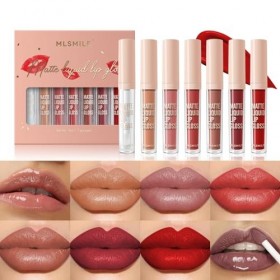 Ensemble de rouge à lèvres liquide mat avec 6 brillants à lèvres mats et 1 baume à lèvres, gloss à lèvres velours hautement p