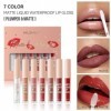 Ensemble de rouge à lèvres liquide mat avec 6 brillants à lèvres mats et 1 baume à lèvres, gloss à lèvres velours hautement p