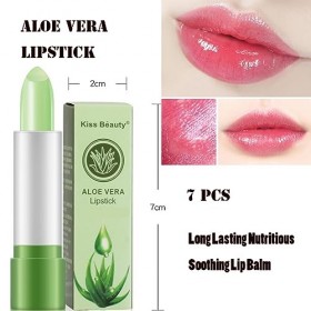 Mikabila 7 Pièces Aloe Vera Rouge à Lèvres,Baume à Lèvres Magique à Changement Couleur Température,Longue Durée Nutritif Lèvr