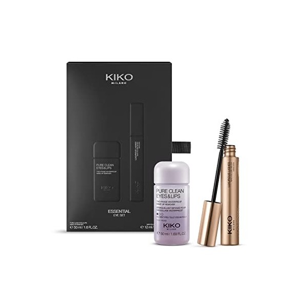 KIKO Milano Essential Eye Set | Kit Maquillage : 1 Mascara Effet Cils Remodelés Et 1 Mini-Démaquillant Biphasé