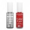 PODERM - LOT 2 PRODUITS | SOIN VERNIS PROFESSIONNEL | Base Coat Tenue Parfaite + Vernis ROUGE PUISSANT Tea Tree | Prévention 