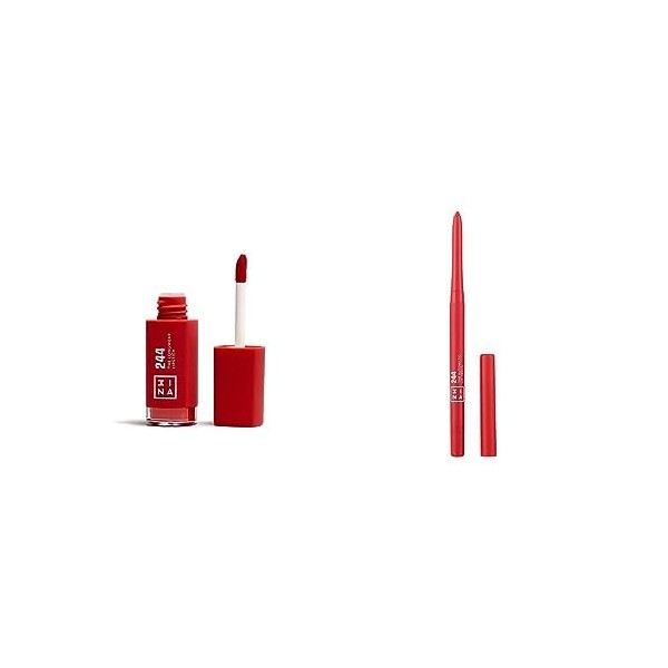 3INA MAKEUP - The Longwear Lipstick 244 + The Automatic Lip Pencil 244 - Rouge à Lèvres Rouge avec Acide Hyaluronique - Crayo