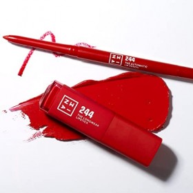 3INA MAKEUP - The Longwear Lipstick 244 + The Automatic Lip Pencil 244 - Rouge à Lèvres Rouge avec Acide Hyaluronique - Crayo