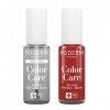 PODERM - LOT 2 PRODUITS | SOIN VERNIS PROFESSIONNEL | Base Coat Tenue Parfaite + Vernis ROUGE ALLURE Tea Tree | Prévention & 