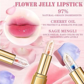 3 pcs/set Rouge à Lèvres En Gelée De Fleurs, Hydratant à Changement De Température, Baume Nutritif Longue Durée, Brillant à L