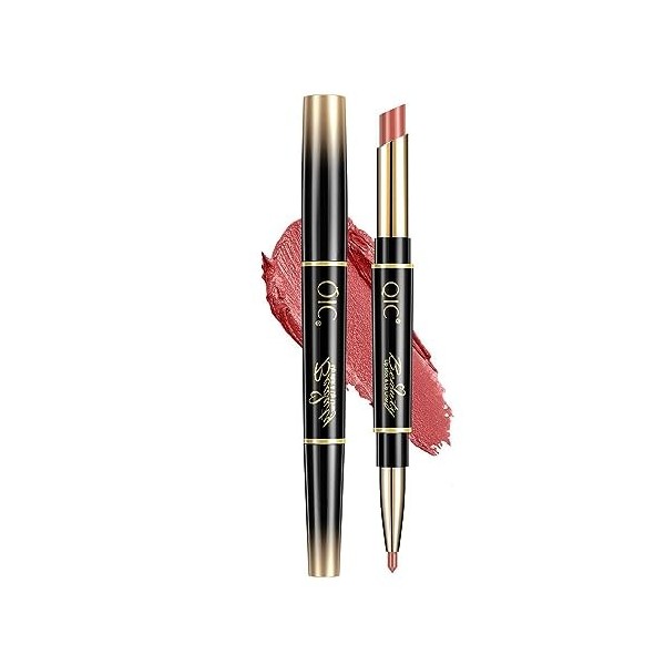 Rouge à LèVres Double TêTe Lipliner 2 En 1 Mat Surface Mate ImperméAble, Non DéColorant, AntiadhéSif Tasse Rouge à LèVres Cou