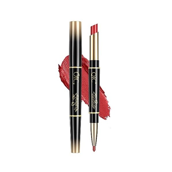 Rouge à LèVres Double TêTe Lipliner 2 En 1 Mat Surface Mate ImperméAble, Non DéColorant, AntiadhéSif Tasse Rouge à LèVres Cou