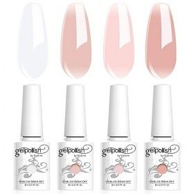 Vishine 4 Couleurs Vernis Gel Semi-Permanent Transparent Milky White Pink Vernis à ongles Naturelle Rose Blanc Laiteux Transp
