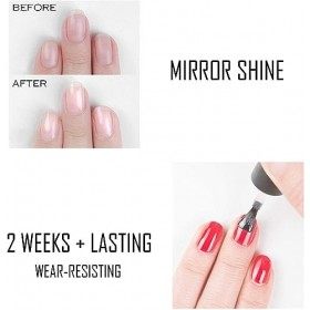 Vishine 15ml Base Coat & Top Coat Lot Vernis de Base et Finition Vernis à ongles Gel Semi-permanent Manucure Kit 2 Pcs