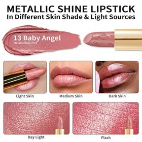 OULAC Rouge à Lèvres Pailleté Métallique, Rouge a Levre Rose Gloss Pailleté, Très Pigmenté & Ultra-hydratant, Brillant à Lèvr