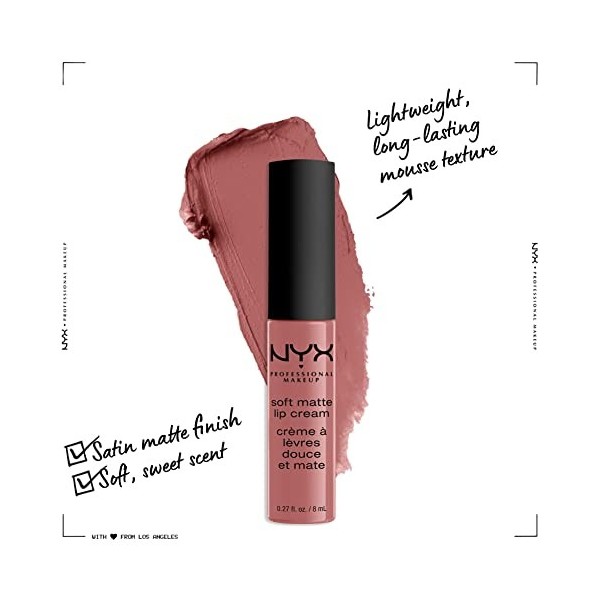 NYX Professional Makeup Rouge à Lèvres Soft Matte Lip Cream, Fini Mat Crémeux, Couleur Ultra-Pigmentée, Tenue Longue Durée, T