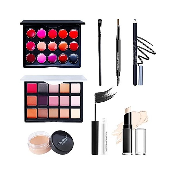 Linsition Coffret Maquillage Femme Makeup Kit, Ensemble-Maquillage Tout en Un Kit Démarrage Essentiel Maquillage avec Ombres 