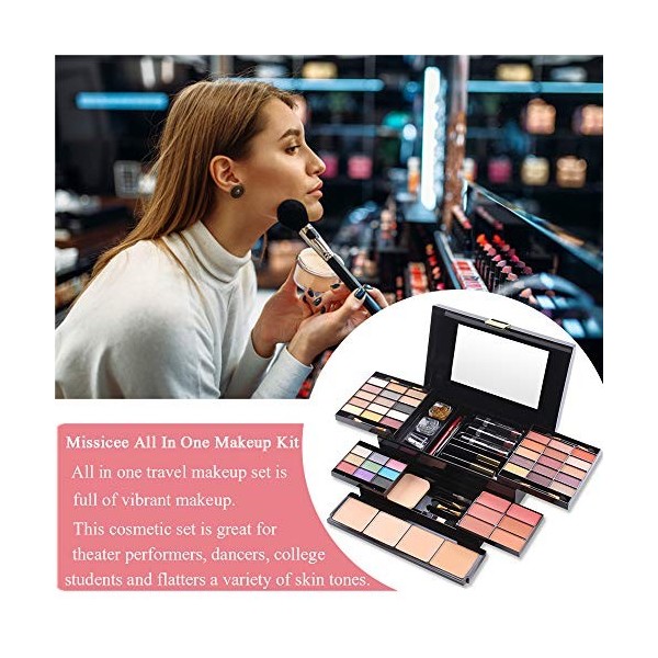 Coffret de Maquillage, Missicee All-in-One Cosmetics coffret maquillage Kit de Maquillage avec Ombres Paupières, Rouge à Lèvr