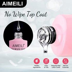 AIMEILI No Wipe Top Coat Vernis Semi-Permanent Vernis à Ongles Manucure Soak Off Gel UV LED Gel Nail Polish 10ML