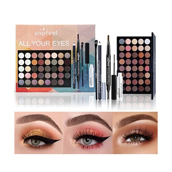 Joyeee Kit de maquillage Professionnel, Ensemble-cadeau de Maquillage avec Fard à Paupières Brillant à Lèvres Correcteur Roug...