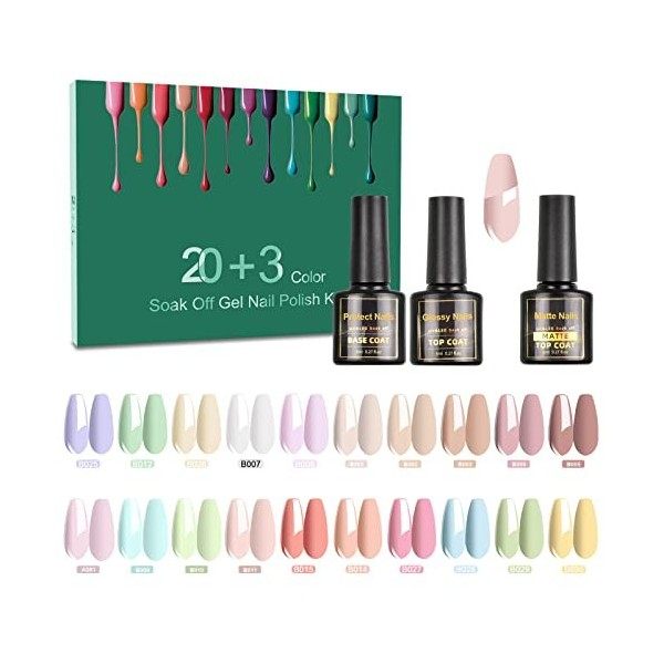 SINZONeu Vernis Semi Permanent-23 Vernis Manucure Nail Art Lot Vernis à Ongles Gel UV LED Nail Polish Soak Off 20 Couleurs Po