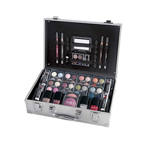 Briconti Zmile Cosmetics Coffret Maquillage Mallette en Aluminium, 51 Pièces, 1 Unité