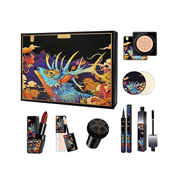 Cadeau de Rouge À Lèvres Sept pièces coussin dair Eyeliner mascara correcteur réglage poudre rouge à lèvres maquillage maqui