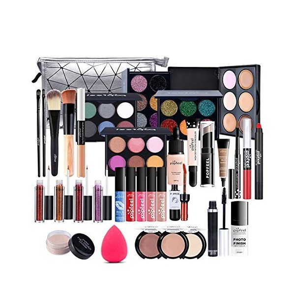 Coffret Maquillage, MKNZOME 37 Pcs Kit Maquillage Femme Professionnel avec trousse de Maquillage Palettes de Maquillage Fard 