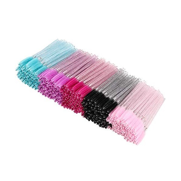 Tbestmax Lot de 500 brosses à mascara jetables pour extensions de cils colorés