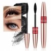 Mascara, Mascara fibre de soie 4D Extra Long et Mascara, Mascara Volume ImperméAble Noir, Cils imperméables plus volumineux, 