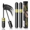 Mascara Waterproof Noir Mascara Fibre de Soie 4D Mascara 2 en 1 Mascara Volume et Longueur Naturel Bio Anti-taches Long Lasti