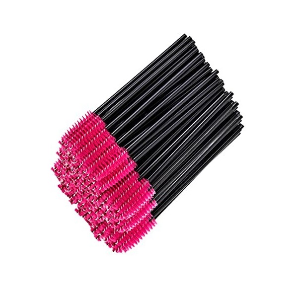 ÂME BY M Lot de 100 baguettes jetables noires et roses pour mascara - Brosse à cils - Applicateur de cils - Brosse à huile de