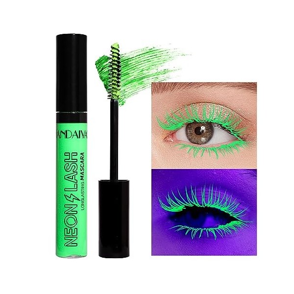 Mascara lumineux UV, Mascara Fluorescent de couleur arc - en - ciel, Mascara de couleur néon imperméable à leau, extension d