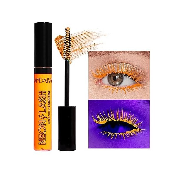 Mascara lumineux UV, Mascara Fluorescent de couleur arc - en - ciel, Mascara de couleur néon imperméable à leau, extension d