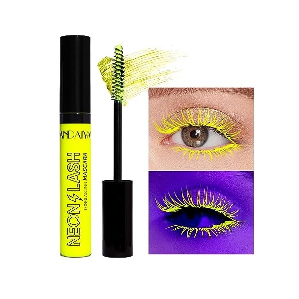 Mascara lumineux UV, Mascara Fluorescent de couleur arc - en - ciel, Mascara de couleur néon imperméable à leau, extension d