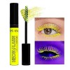 Mascara lumineux UV, Mascara Fluorescent de couleur arc - en - ciel, Mascara de couleur néon imperméable à leau, extension d