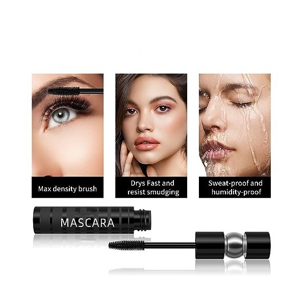 HOUSN Mascara Waterproof, Mascara Fibre De Soie 4d, CréEr Un Allongement De Cils Naturellement Maquillage Des Yeux Ne Fleurit