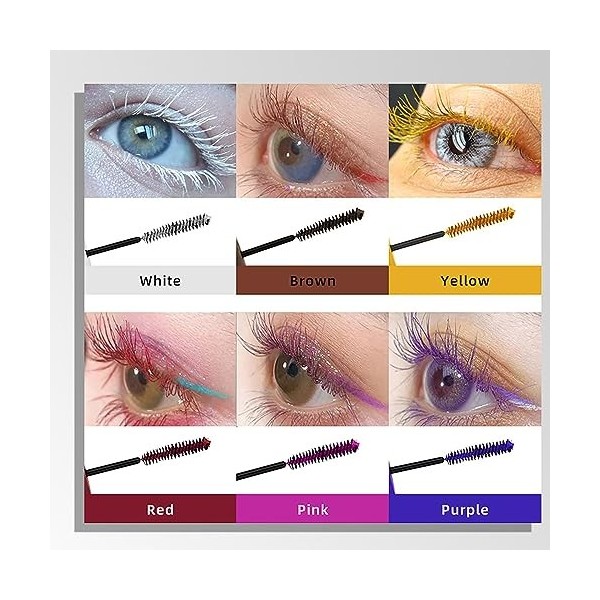 MKNZOME 6 Couleurs Mascara Coloré, Mascara Waterproof Longue Tenue Mascara Fibre de Soie 4d Maquillage Femme Yeux pour Hallow