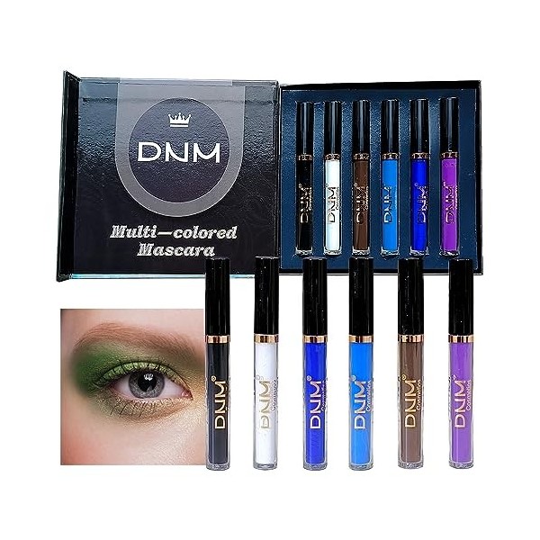 MKNZOME Mascara Coloré, 6 Couleurs Mascara Waterproof Longue Tenue Mascara Fibre de Soie 4d Maquillage Femme Yeux pour Hallow